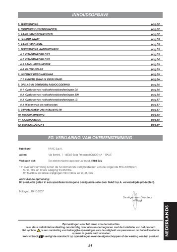 nederlands eg-verklaring van overeenstemming ... - FAAC