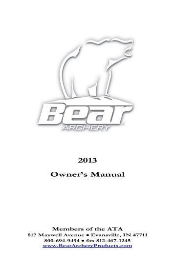 2013 Owner's Manual - Bear Archery