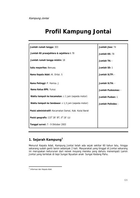 Profil kampung-kampung di Kabupaten Kutai Barat - Forest Climate ...