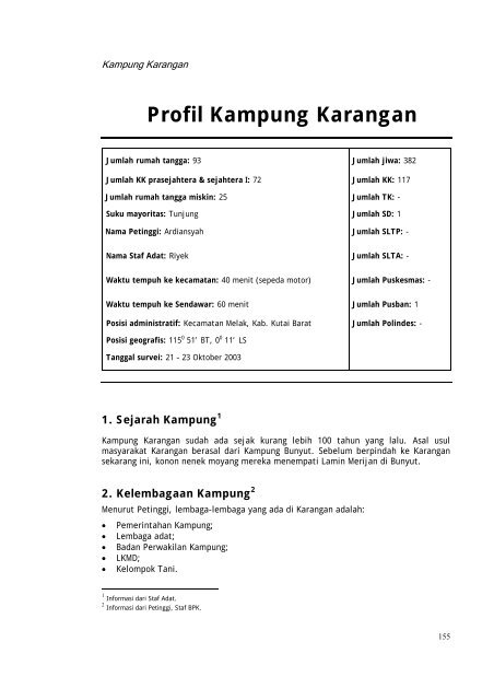 Profil kampung-kampung di Kabupaten Kutai Barat - Forest Climate ...