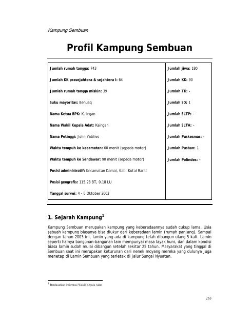 Profil kampung-kampung di Kabupaten Kutai Barat - Forest Climate ...