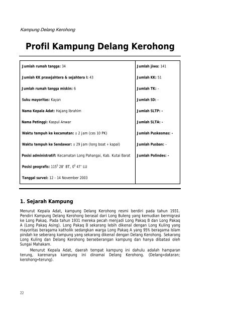 Profil kampung-kampung di Kabupaten Kutai Barat - Forest Climate ...