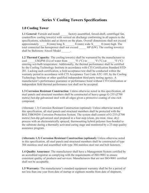 Series V Cooling Towers Specifications.pdf - Emerson Swan