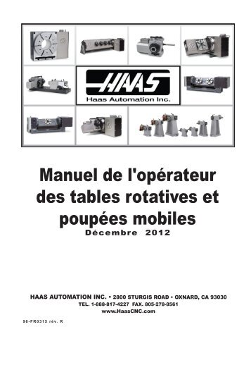 Manuel de l'opÃ©rateur des tables rotatives et poupÃ©es mobiles