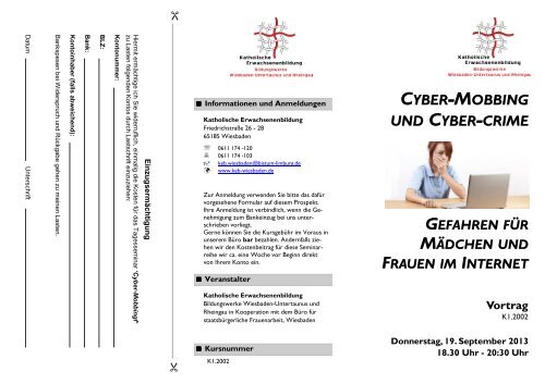 Flyer "Cyber-Mobbing und Cyber-Crime" - Bistum Limburg