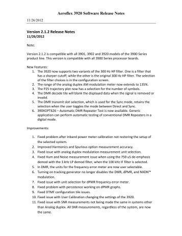 Aeroflex 3920 Software Release Notes Version 2.1.2 ... - SAS-Origin