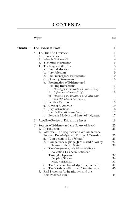 Table of Contents -- Evidence: A Structured Approach