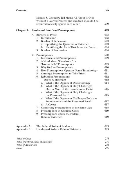 Table of Contents -- Evidence: A Structured Approach