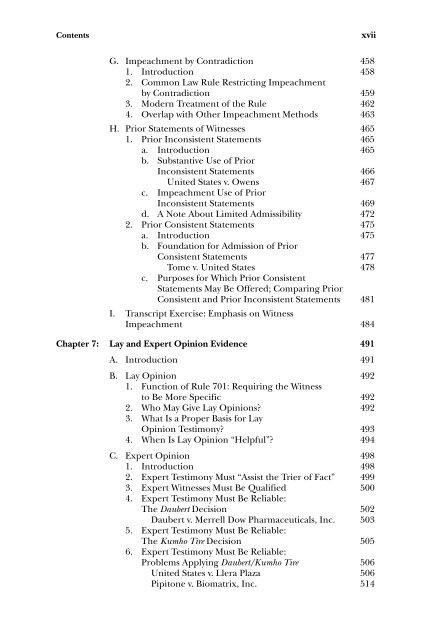 Table of Contents -- Evidence: A Structured Approach