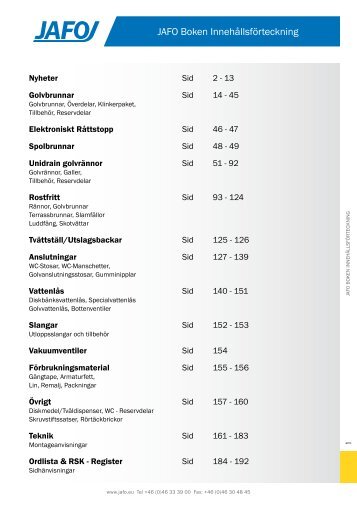 JAFO Boken InnehÃƒÂ¥llsfÃƒÂ¶rteckning