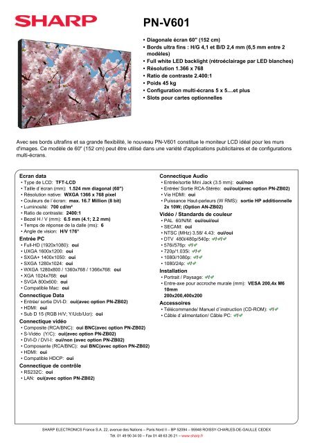 PN-V601-Moniteur LCD - Sharp Electronics