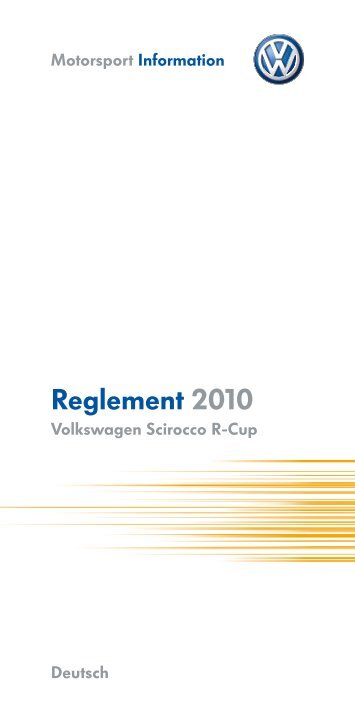 Scirocco R-Cup Reglement - Volkswagen Motorsport