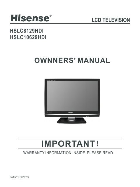 OWNNERS' MANUAL - Hisense