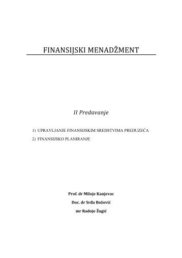 Finasijski menadzment - predavanje 2
