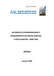 Sintesi documento di programmazione e coordinamento ... - Asl Como