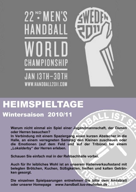 Ausgabe Dezember 2010 - Handball TuS Neuhofen