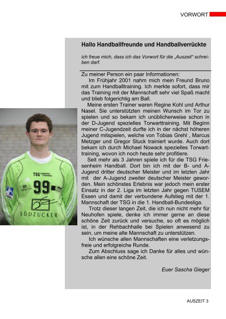 Ausgabe Dezember 2010 - Handball TuS Neuhofen