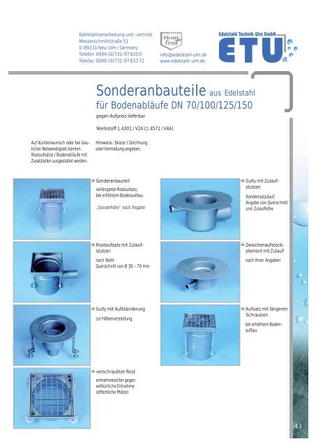 Bodenabläufe aus Edelstahl