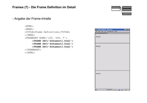 Vorlesung elektronisches Publizieren â¢ Tabellen â¢ Frames â¢ Bilder