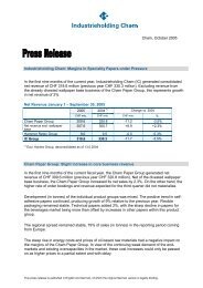 Industrieholding Cham: Margins in Speciality ... - Investor Relations