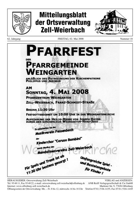 Mitteilungsblatt der Ortsverwaltung Zell-Weierbach