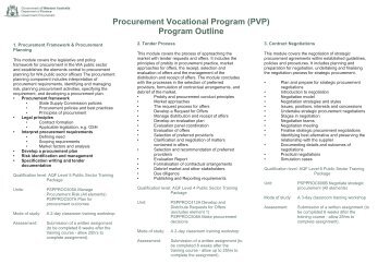 Procurement Vocational Program (PVP) Program Outline