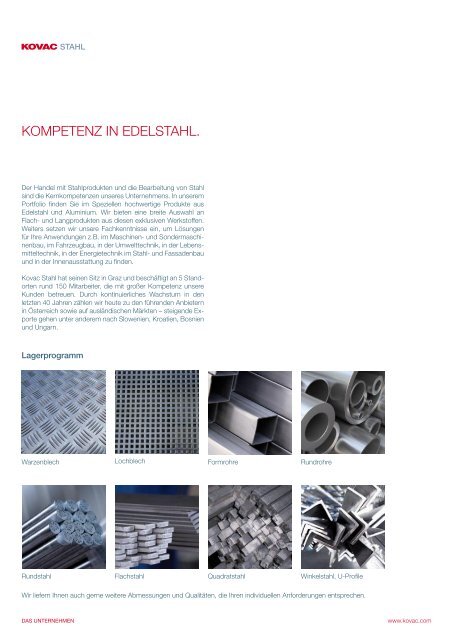 EDELSTAHL | ALuminium PRODuKTE - kovac