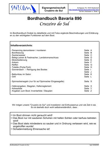 Bordhandbuch Bavaria 890 - SailCom