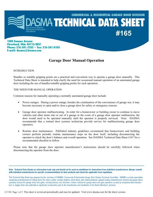 Garage Door Manual Operation - Dasma.com