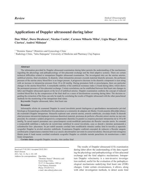 Applications of Doppler ultrasound during labor - Medical ...