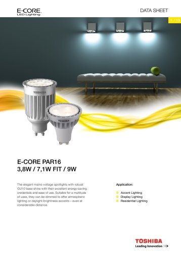 E-CORE PAR16 3,8W / 7,1W FIT / 9W - Toshiba