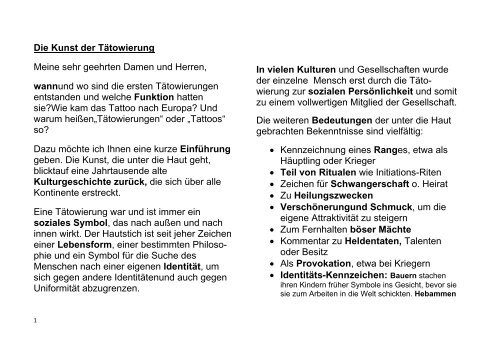 Geschichte Der Tatowier Kunst
