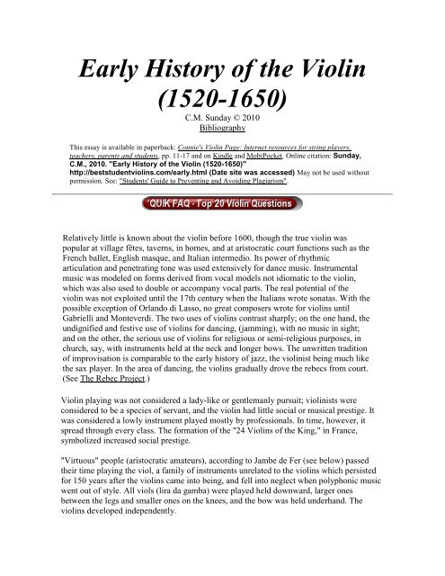 Early History of the Violin (1520-1650) - Best Student Violins