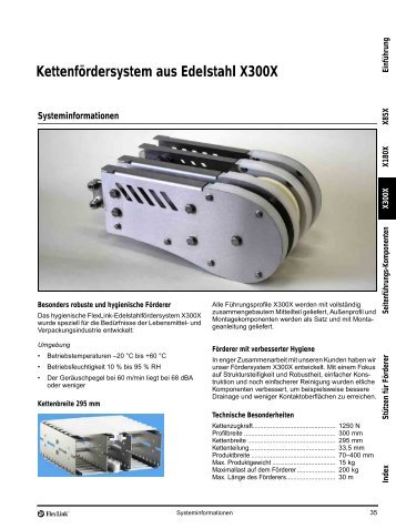 Kettenfördersystem aus Edelstahl X300X - FlexLink