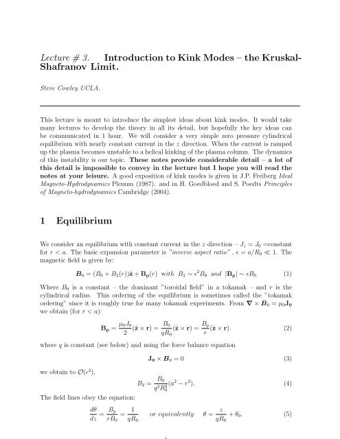 Simple Linear Theory - UCLA Physics & Astronomy