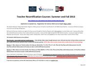 Recertification Course Offerings - Virginia Wesleyan College