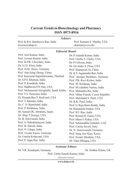 April Journal-2009.p65 - Association of Biotechnology and Pharmacy