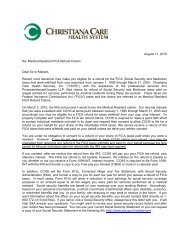 Copy of the Letter - Christiana Care Health System