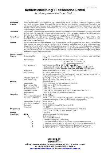 Betriebsanleitung / Technische Daten (PDF-Dokument)