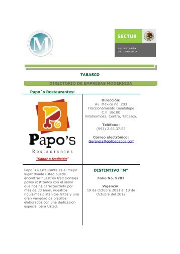 Empresas M Tabasco - Sectur