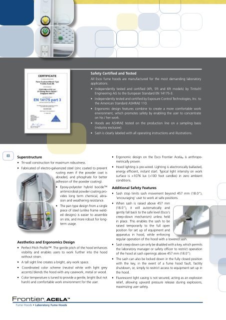 Frontier Acela Fume Hood