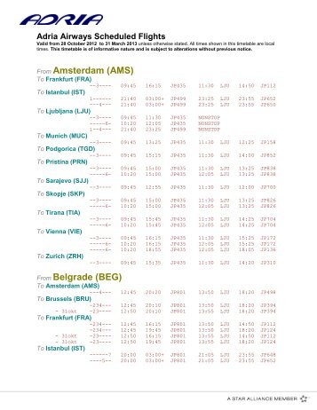 Adria Airways Scheduled Flights