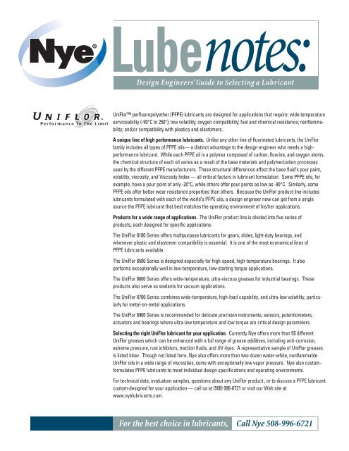 Nye UniFlor 02 1 - Nye Lubricants, Inc.