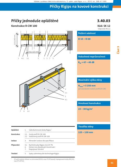 PÅÃ­Äka na CW 100, 1x RF (DF) - Rigips