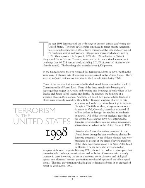 TERRORISM 98 - FBI