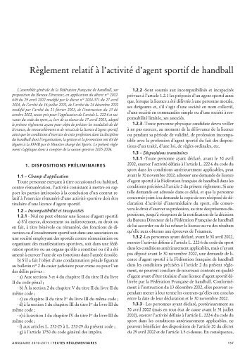 RÃ¨glement Agent sportif FFHB - Avocat Droit du Sport