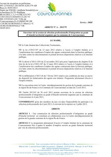 au grade d'AttachÃ© territorial - Courcouronnes