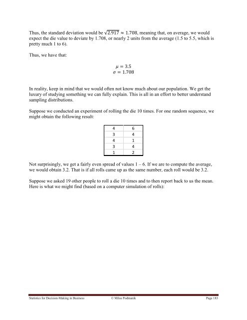 Statistics for Decision- Making in Business - Maricopa Community ...