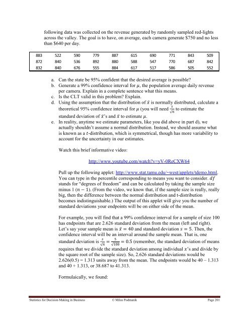 Statistics for Decision- Making in Business - Maricopa Community ...