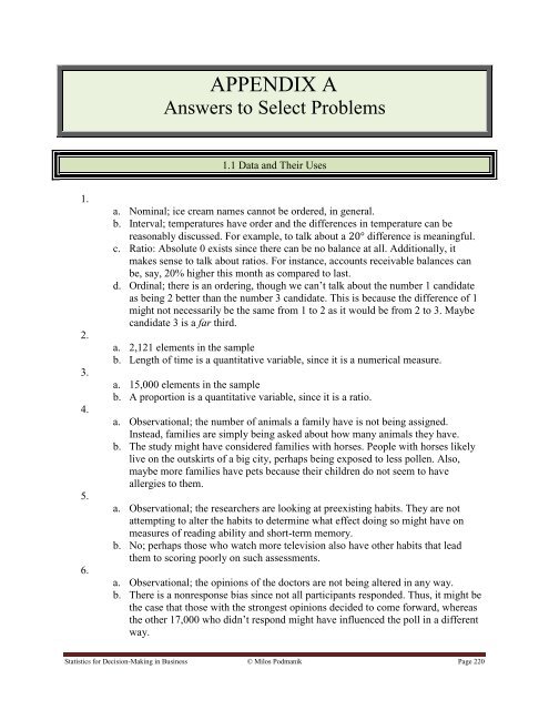 Statistics for Decision- Making in Business - Maricopa Community ...